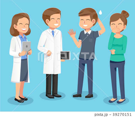 Patients consult with a happy doctor. 39270151