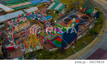 Aerial photos of temple festival in Thailand . 39270629
