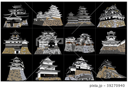 日本の城現存天守黒バック 39270940
