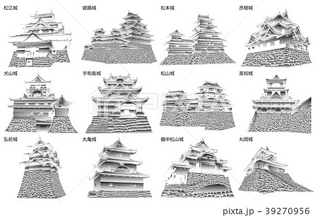 日本の城現存天守白黒2 39270956