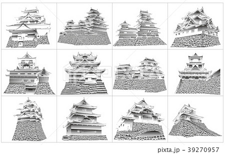 日本の城現存天守白黒2 39270957
