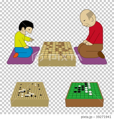 将棋を指す子供と老人 39271941