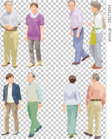 Whole body person illustration _ senior couple Whole body person illustration _ senior couple 39273893