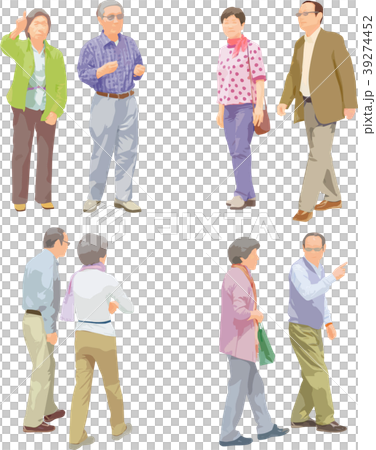 全身人物イラスト_シニア夫婦 39274452