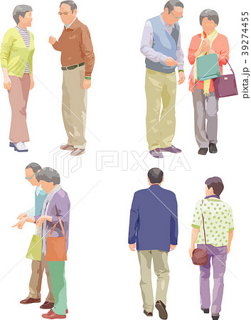 全身人物イラスト シニア夫婦のイラスト素材