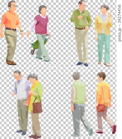 Whole body person illustration _ senior couple 39274456