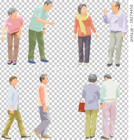 全身人物イラスト_シニア夫婦 39274458