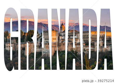 Granada letters isolated with Alhambra image 39275214