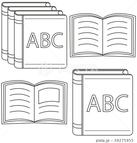 Line art black and white open close book set. Line art black and white open close book set. 39275955