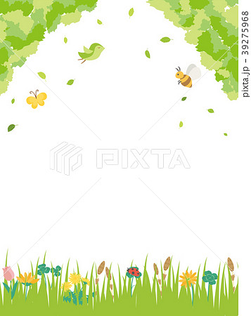 春の草花 草原の風景のイラスト素材