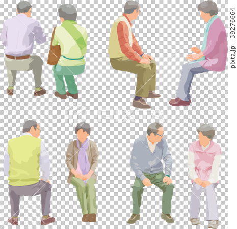 Whole body person illustration _ senior sitting person 39276664