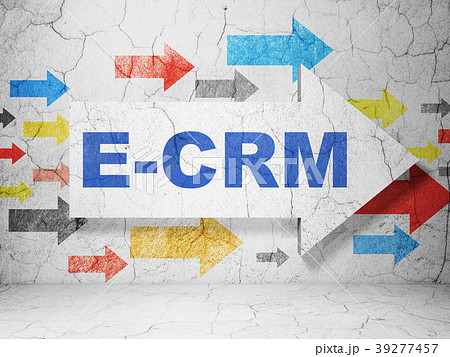 Finance concept: arrow with E-CRM on grunge wall 39277457
