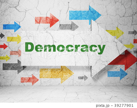 Political concept: arrow with Democracy on grunge Political concept: arrow with Democracy on grunge 39277901