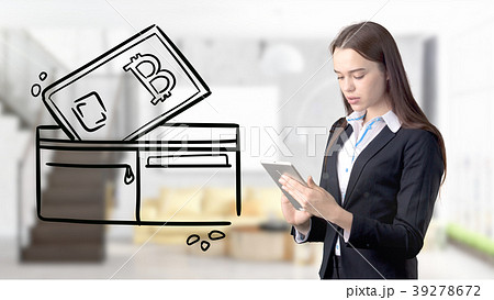 Surprised smiling young woman wearing a suit and Surprised smiling young woman wearing a suit and 39278672