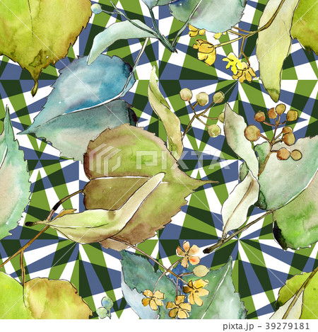 Linden leaves pattern  in a watercolor style. 39279181