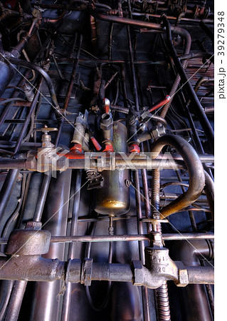 Dark industrial interior with metal rusty pipes 39279348