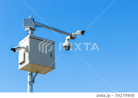 cctv camera on sky background Infrared camera 39279906