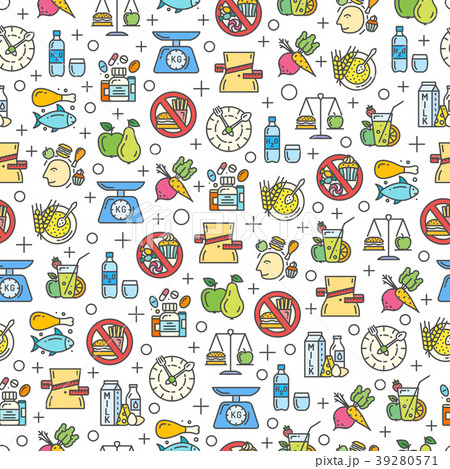 Healthy diet icons seamless pattern. 39280571