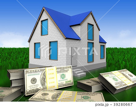 3d banknotes over meadow 39280667