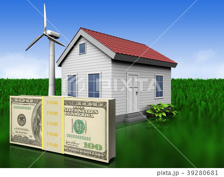 3d money over meadow 39280681
