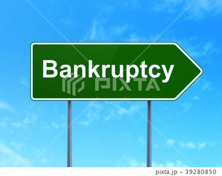 Currency concept: Bankruptcy on road sign Currency concept: Bankruptcy on road sign 39280850