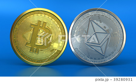 3d illustration of bitcoin and ethereum coins  39280931