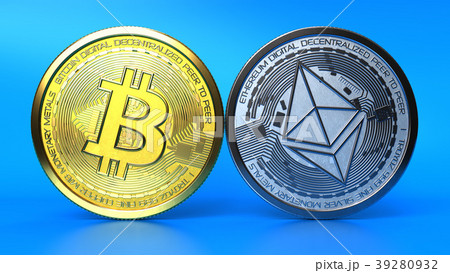 3d illustration of bitcoin and ethereum coins 39280932