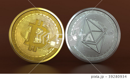 3d illustration of bitcoin and ethereum coins 39280934