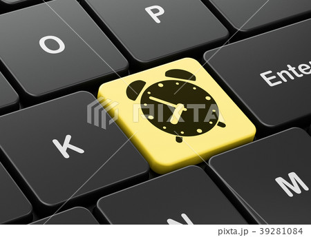 Timeline concept: Alarm Clock on computer keyboard 39281084