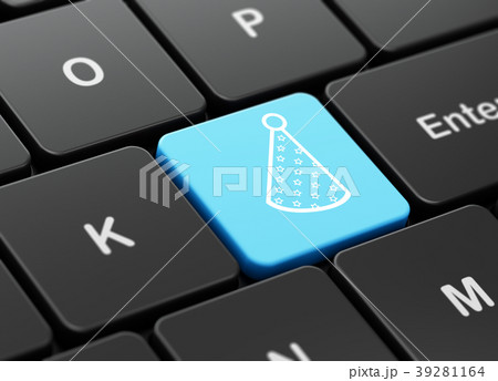 Holiday concept: Party Hat on computer keyboard 39281164