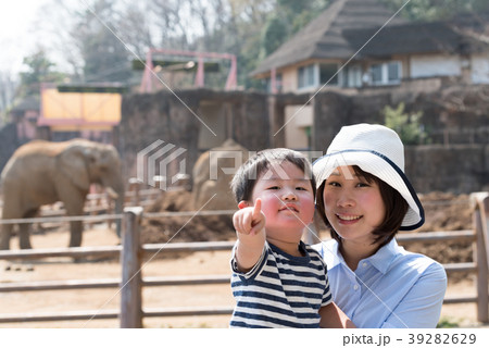 動物園で楽しむ親子 動物園で楽しむ親子 39282629