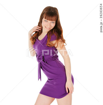 Fashion young brunette in magentas dress Fashion young brunette in magentas dress 39283654