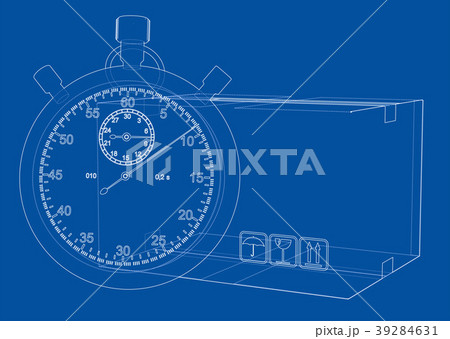 Stopwatch with cardboard box sketch 39284631