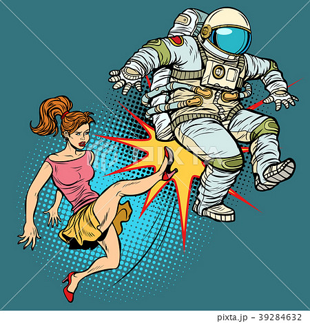The woman kicks an astronaut family quarrel 39284632