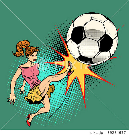 woman hits a soccer ball, football championship 39284637