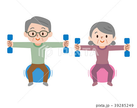 バランスボールとダンベル体操 39285249
