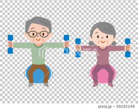 バランスボールとダンベル体操 39285249