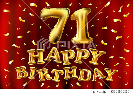 vector happy birthday 71 celebration gold balloon 39286236