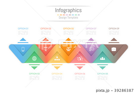 Infographic design elements with 9 options. 39286387