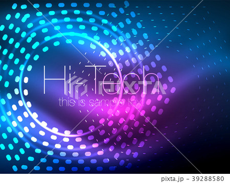 Glowing neon dotted shape abstract background 39288580