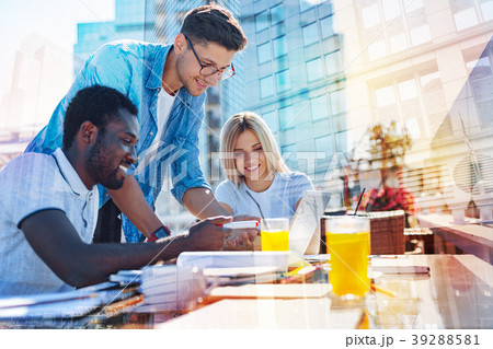 Content co-workers discussing the project 39288581