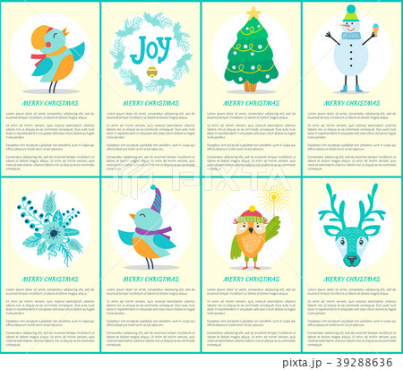 Merry Christmas Placards Text Vector Illustration 39288636