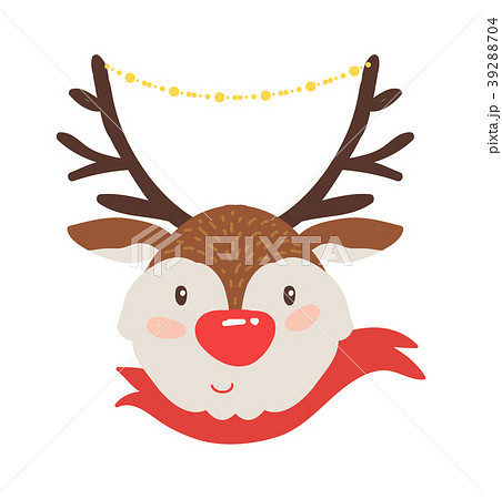 Rudolf Deer in Red Scarf Vector Illustration Icon Rudolf Deer in Red Scarf Vector Illustration Icon 39288704