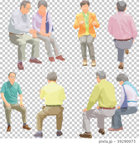Full-body illustration _ sit senior 39290073
