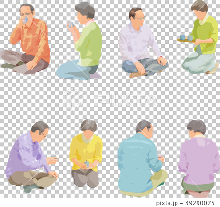 Full-body illustration _ sit senior 39290075