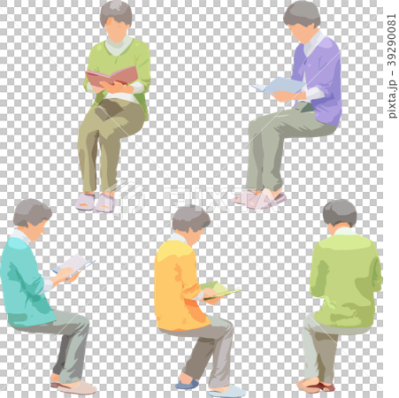 Full-body illustration _ sit senior 39290081