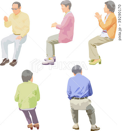 全身人物イラスト_座るシニア 39290170