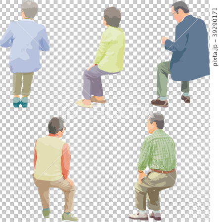 Full-body illustration _ sit senior Full-body illustration _ sit senior 39290171