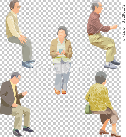 Full-body illustration _ sit senior 39290172