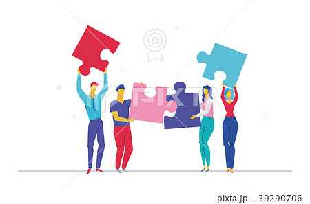 Business team doing a puzzle - flat design style 39290706